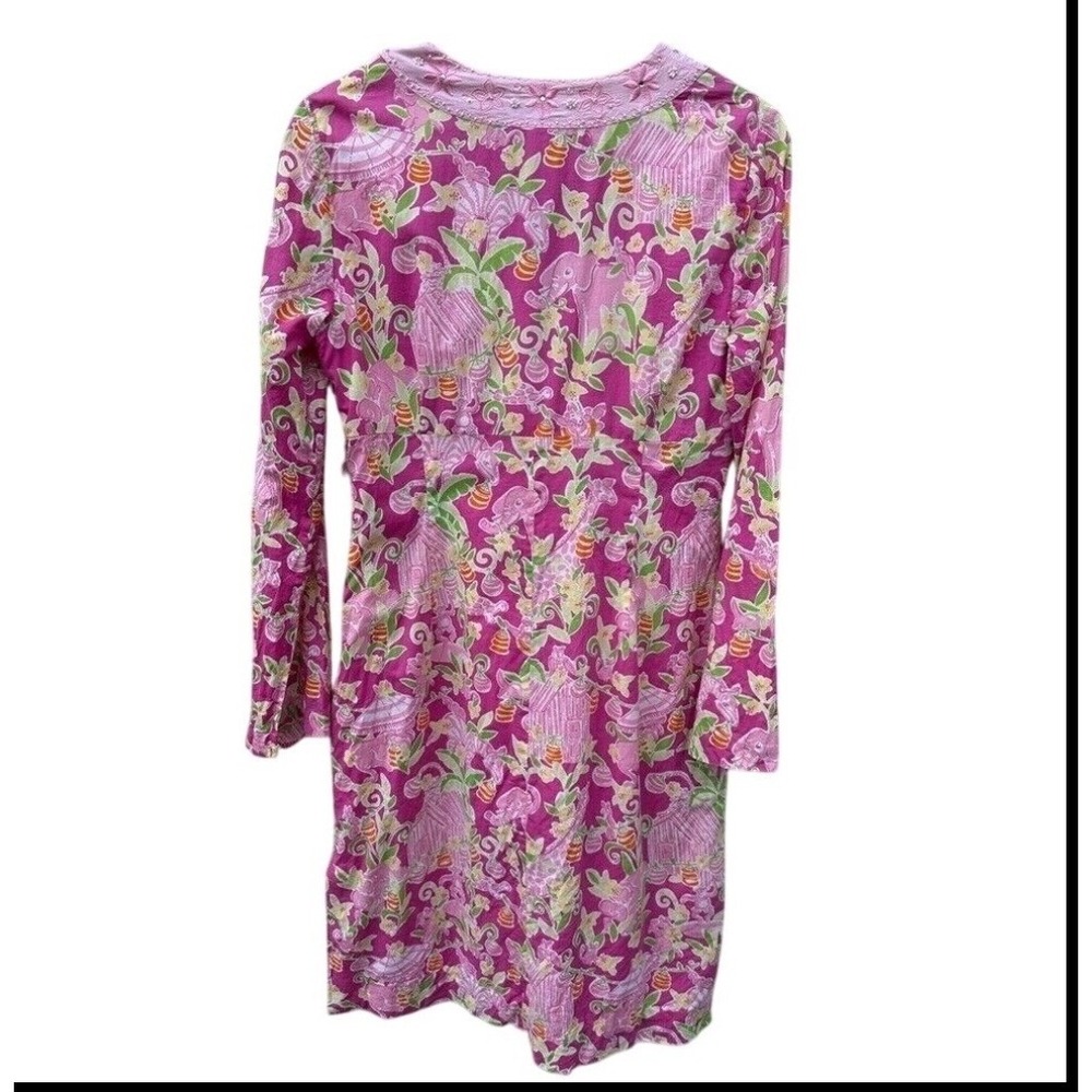 Lilly Pulitzer‎ Women's Pink Floral Cotton Dress Size Small Long Sleeve Cover Up - Picture 2 of 5
